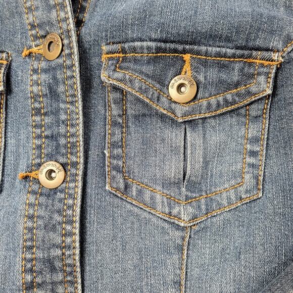 Upcycled Embellished One World Retro Comic Panel Denim Jacket size Small - Picture 7 of 12